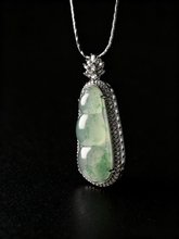 Load image into Gallery viewer, Natural Green Jadeite Pea Pod Pendant - Grade A Burmese Jade Sweet Pea Necklace, Luxury Bow Ribbon Fine Jewelry for Women