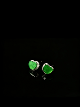 Load image into Gallery viewer, Natural Carved Jadeite Heart Earrings - Grade A Burmese Jade Heart-Shaped Dangle Earrings, Luxury Bow Romantic Fine Jewelry for Women