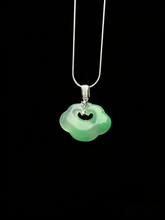 Load image into Gallery viewer, Natural Green Jadeite Auspicious Cloud Pendant - Grade A Burmese Jade Lucky Cloud Necklace, Luxury Ruyi Knot Fine Jewelry for Women
