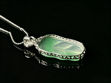Load image into Gallery viewer, Natural Ice Green Jadeite Leaf Pendant - Grade A Burmese Jade Carved Leaf Necklace, Luxury Fine Jewelry Gift for Her