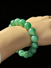Load image into Gallery viewer, Premium Jade Beaded Bracelet - 13-21mm Large Round Green Quartzite Jade Bracelet, Unisex Luxury Crystal Statement Jewelry
