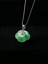 Load image into Gallery viewer, Natural Green Jadeite Auspicious Cloud Pendant - Grade A Burmese Jade Lucky Cloud Necklace, Luxury Ruyi Knot Fine Jewelry for Women