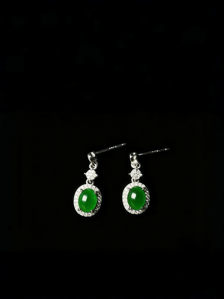 Natural Green Jadeite Wing Earrings - Grade A Burmese Jade Marquise Leaf Drop Earrings, Luxury Crystal Dangle Fine Jewelry for Women
