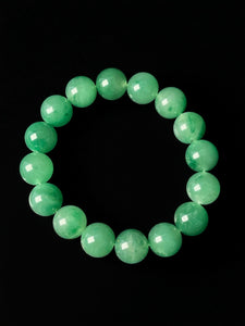 Premium Jade Beaded Bracelet - 13-21mm Large Round Green Quartzite Jade Bracelet, Unisex Luxury Crystal Statement Jewelry