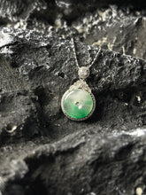 Load image into Gallery viewer, Natural Green Jadeite Pendant Necklace - Grade A Burmese Jade Ping'An Kou Safety Donut Luxury Pendant for Women, Fine Jewelry Gift