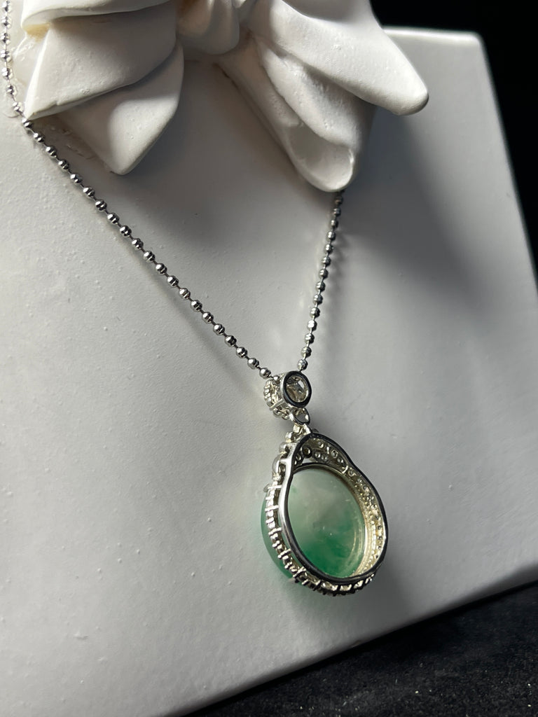 Natural Green Jadeite Pendant Necklace - Grade A Burmese Jade Ping'An Kou Safety Donut Luxury Pendant for Women, Fine Jewelry Gift