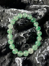 Load image into Gallery viewer, Natural Floating Flower Jadeite Bracelet - Grade A Burmese Jade Round Bead Elastic Bracelet, Unisex Luxury Crystal Energy Jewelry