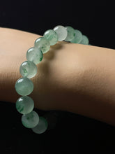 Load image into Gallery viewer, Natural Floating Flower Jadeite Bracelet - Grade A Burmese Jade Round Bead Elastic Bracelet, Unisex Luxury Crystal Energy Jewelry