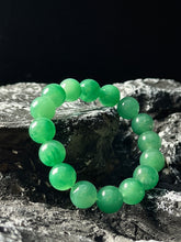 Load image into Gallery viewer, Premium Jade Beaded Bracelet - 13-21mm Large Round Green Quartzite Jade Bracelet, Unisex Luxury Crystal Statement Jewelry
